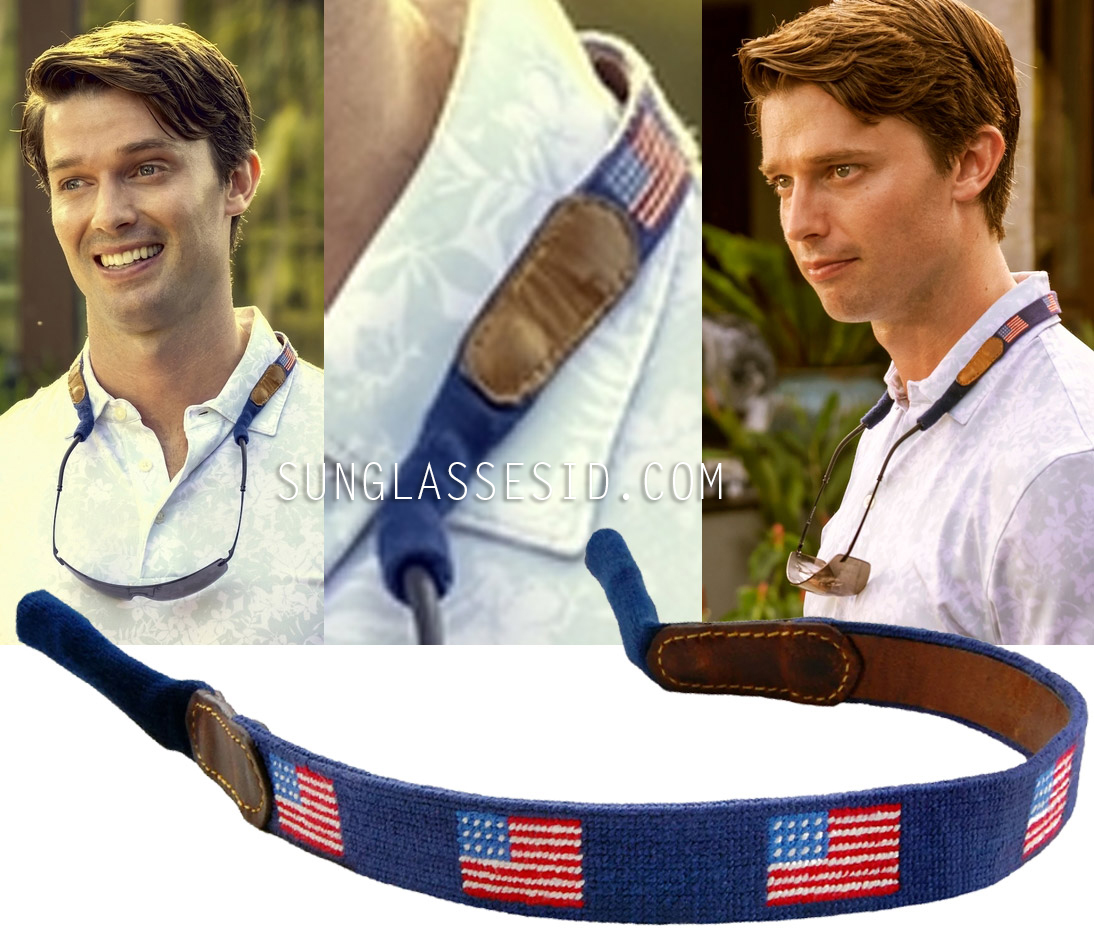 american flag usa blue brown leather sunglasses strap patrick schwarzenegger white lotus smathers branson