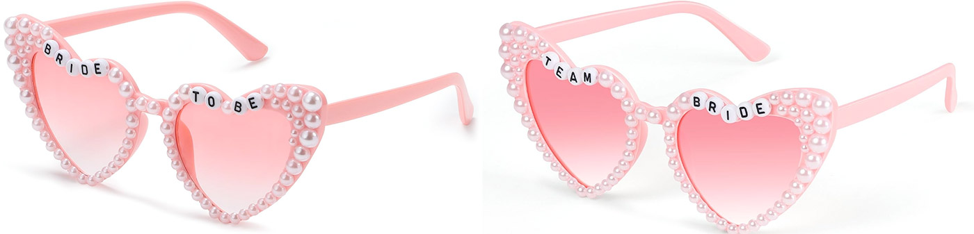 wedding party bridesmaid pink heart sunglasses