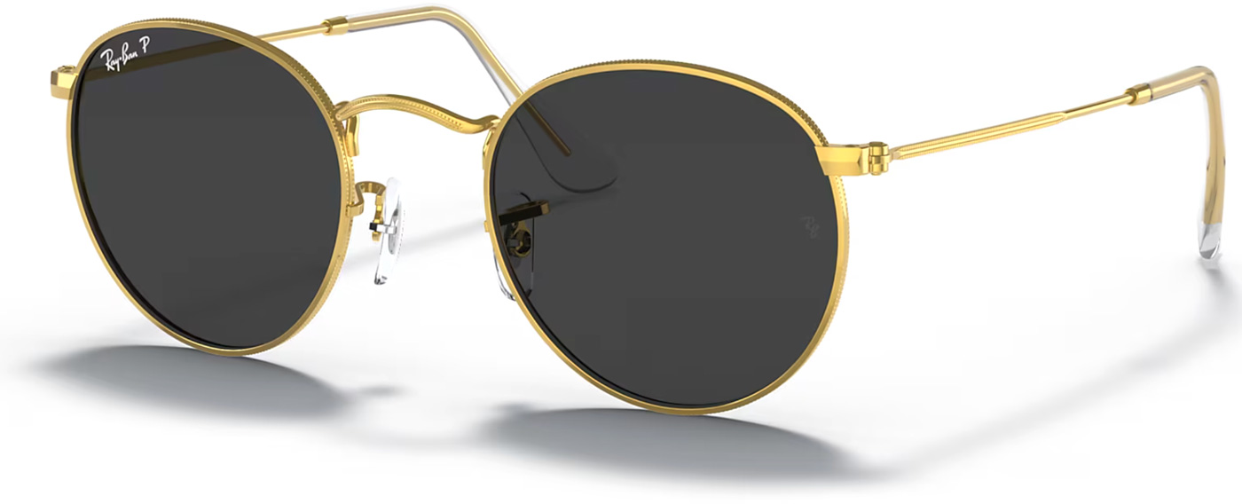 Ray-Ban RB3447 Round Metal Polished Gold / Black Polarized