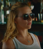 Scarlett Johansson wears black Oliver Peoples Dresner aviator sunglasses in Jurassic World Rebirth.