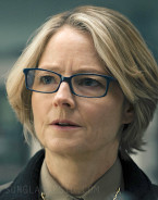 Jodie Foster wears slim, blue eyeglasses in True Detective: Night Country.