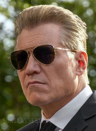 Holt McCallany wears American Optical Fletcher aviator sunglasses in Episode 4 of the Netflix series The Waterfront.