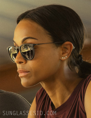 Zoe Saldaña wears black Ray-Ban RB4171 Erika sunglasses in Lioness.