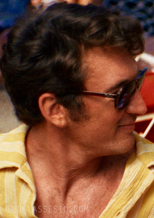 Miles Teller wears vintage Ray-Ban Vagabond sunglasses in Eternity.