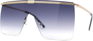 SA106 Flat Top Half Metal Rim Oversize Rectangle Shield Mob Sunglasses 