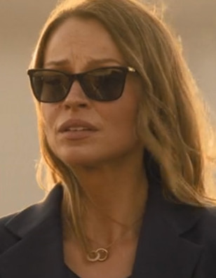 Kayla Wallace is seen wearing a pair of black Swarovski SK6004 sunglasses in Season 2 of Landman.