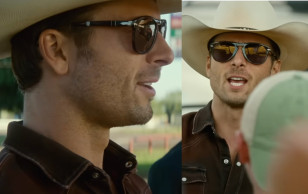 Glen Powell wears the famous Persol 714 folding sunglasses in Twisters.
