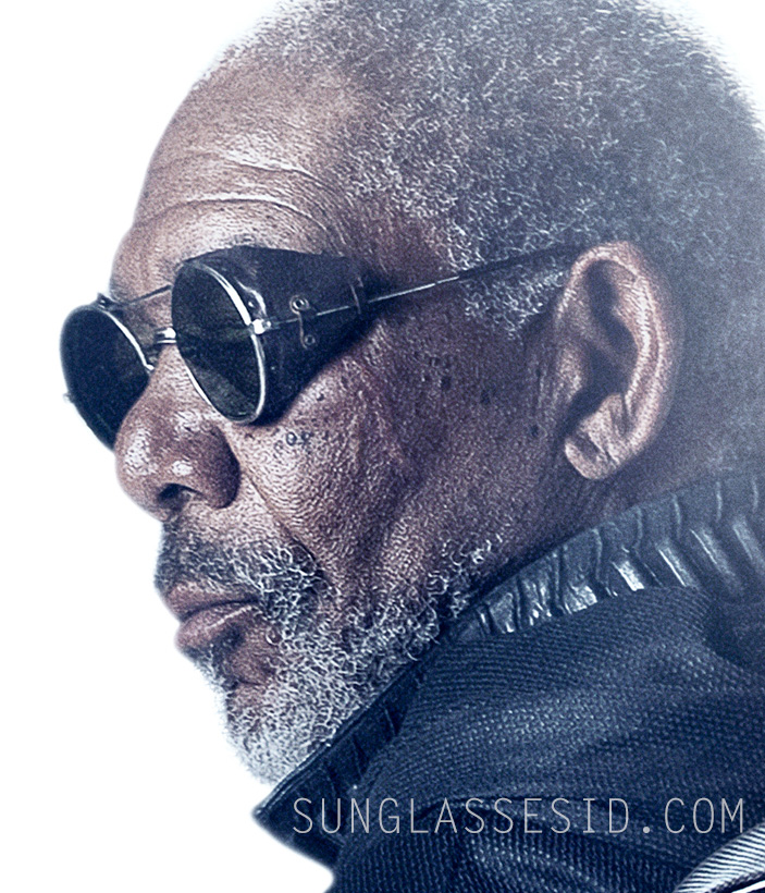 Round sunglasses with leather side shields - Morgan Freeman - Oblivion ...