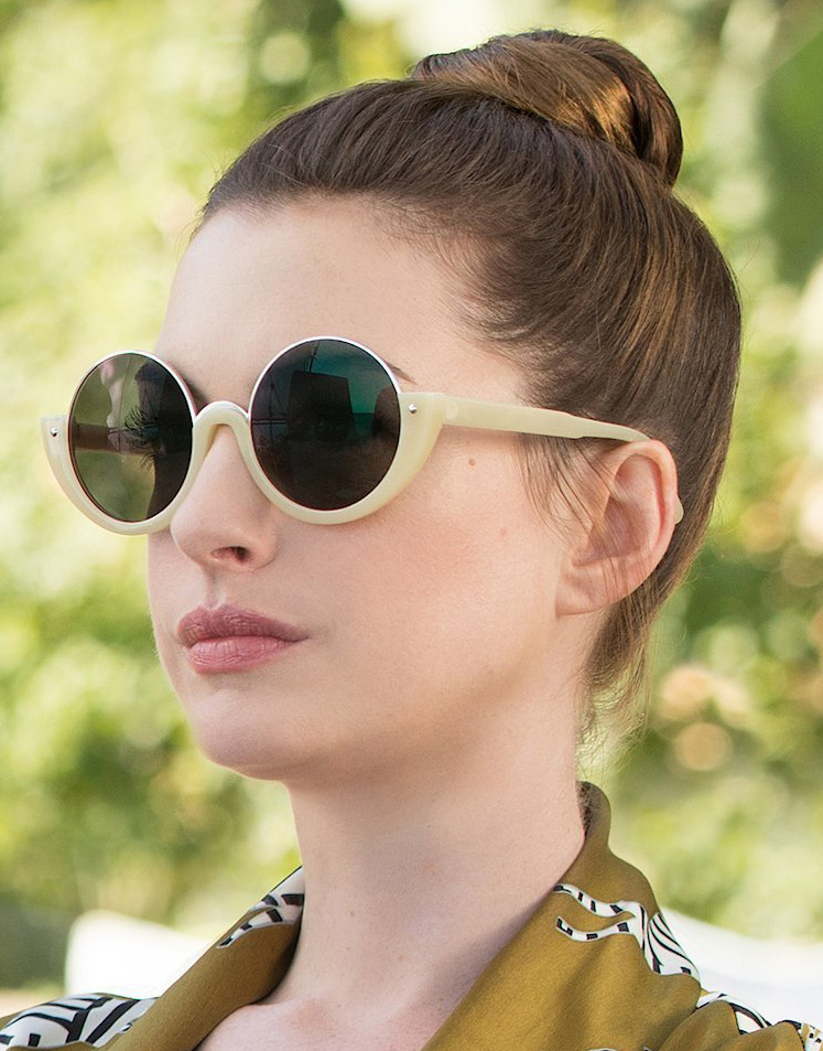 Anne Hathaway wearing Fendi sunglasses.